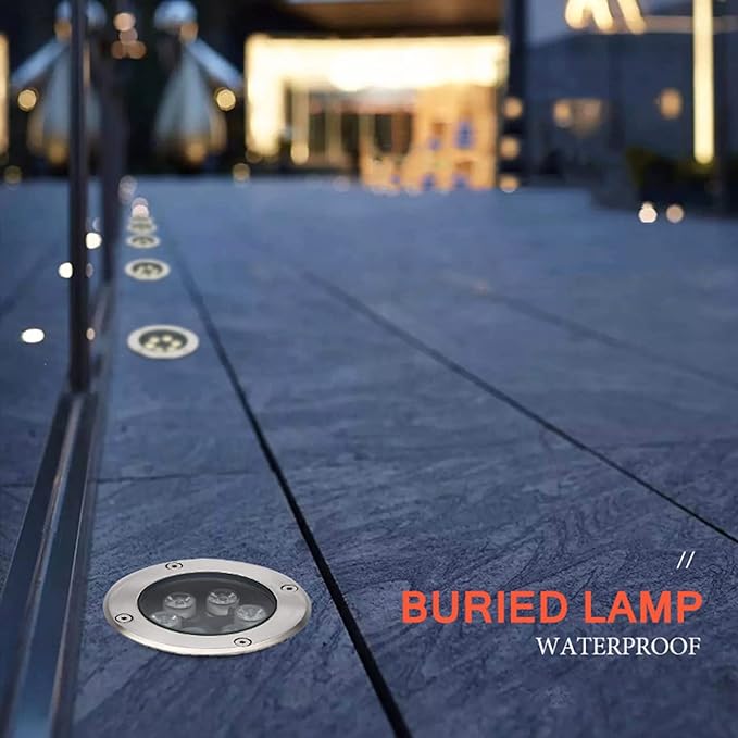 LED Ground Buried Light Recessed Underground Lights IP66 Waterproof Low Voltage Outdoor Embedded Spotlight for Garden Pathway Patio Deck Villa Landscape Light DC12/24V