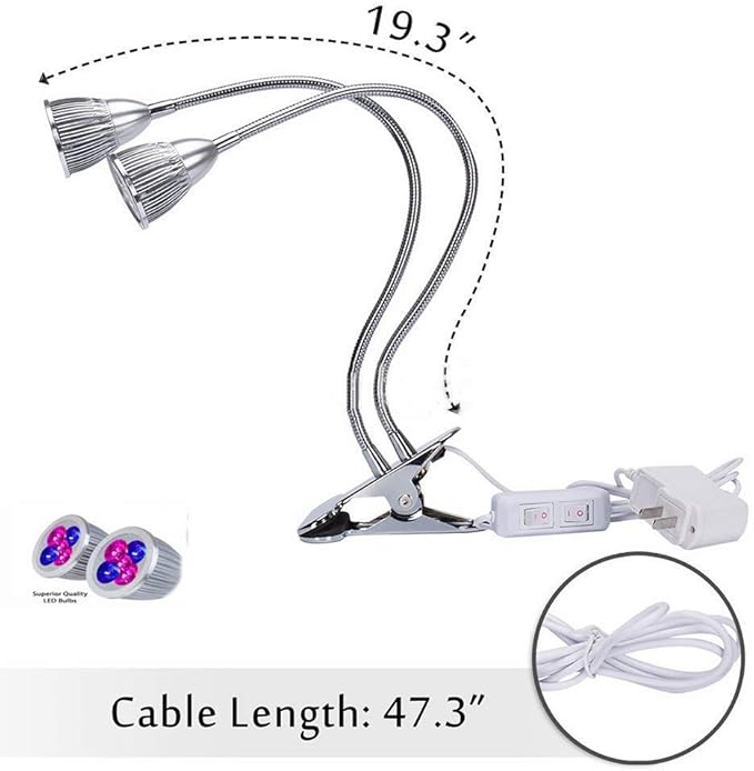 LED Plant Light Double-Headed Clip Plant Growth Light Succulent Plant Fill Light (7W Double Head)