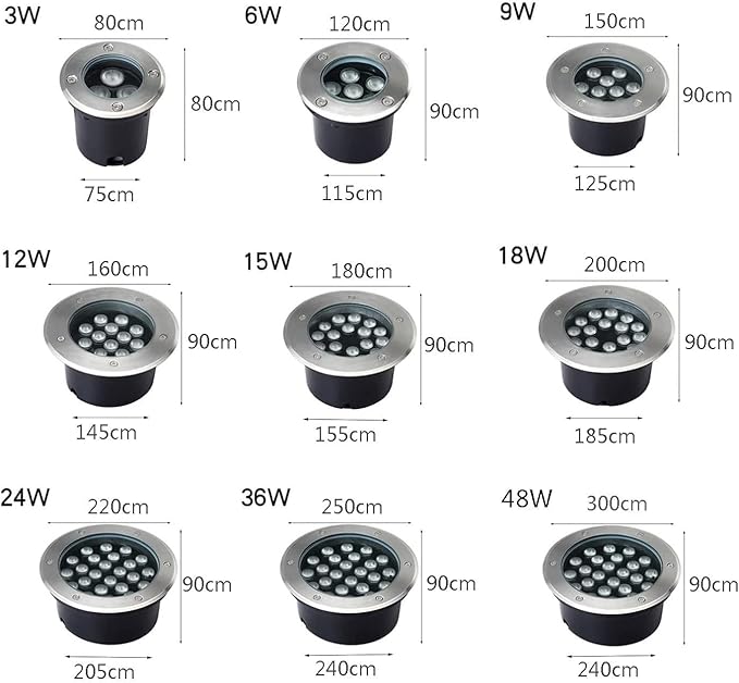 Recessed Ground Spotlight - RGB Ground LED Landscape Lights Outdoor Buried Lights IP67 Waterproof Garden Courtyard Floor Lamp for Driveway Deck Stair Step Yard Fence Garden Pathway36W 18W (Rg