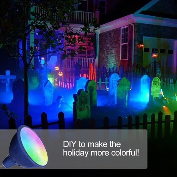 Cheopha MR16 Color Changing Led Bulb 12V Landscape Lighting RGB Landscape Spotlight 5W 16 Colors Waterproof Aluminum Outdoor Landscaping Lights for Christmas Landscape Lighting 1-Pack