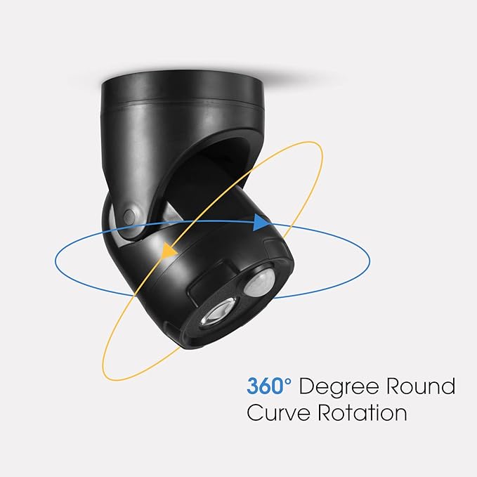 Large 2-in-1 LED Motion Sensor Outdoor Spotlight IP44 Waterproof 450 Lumen Battery Operated Landscape Light Adjustable Wall Light for Yard Garden House 2 Pack (Black)