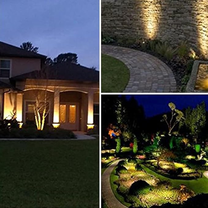 Youngine 12V Outdoor LED Lawn Light Lamps Landscape Spotlight 5W COB Garden Patio Wall Yard Path Decorative Lighting with Spiked Stand Pack of 2 (Warm White) NO Plug