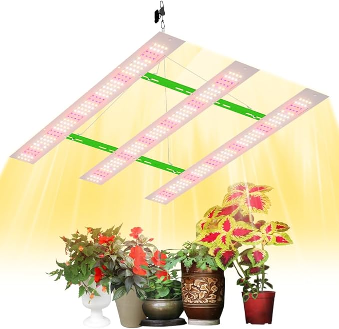 600Watts Equivalent LED Grow Light 2FT Sunlight Full Spectrum Plant Light 3Heads Super Bright Indoor Greenhouse Hydroponics Lamps 100-277V Gardening Sapling Fruit Pot Culture Growth Box Fill Lighting