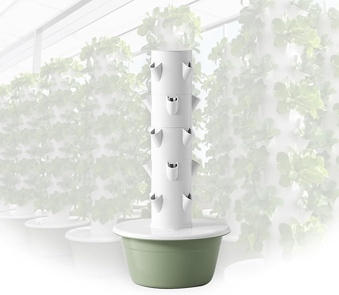 5/7/9 Tier Hydroponic Tower Aeroponic Tower Garden System Vertical Hydroponic Ggarden Tower with Pump Space Saving Design for Gardening Lover(105cm/41in)
