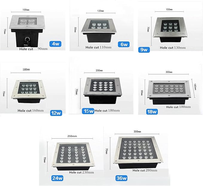 Outdoor Ground Lights Square Underground Light IP66 Waterproof Recessed s AC85-265V for Yard Deck Lawn Patio Pathway Walkway Garden Landscape Lamp