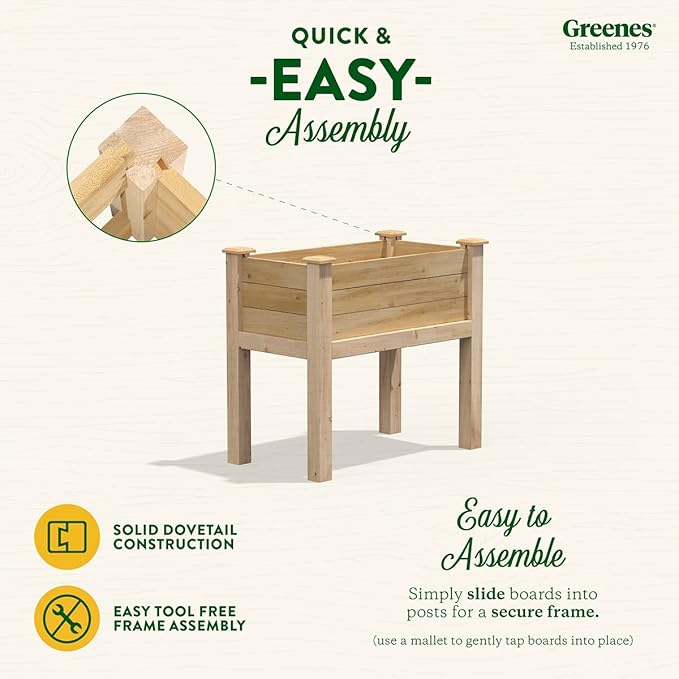Greenes Fence Premium Cedar Elevated Garden Bed 16 W x 32 L x 31 H (3/4 Thick) - Made in USA with North American Cedar