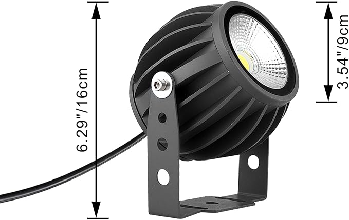 Kiven Plug in LED Indoor/Outdoor Waterproof Spotlight Porch Light with 9.84 FT Plug-in Cord 10 Watts Black Plug in Accent Light with Vinly Siding Hooks for Plants Porch Garden(Warm White)