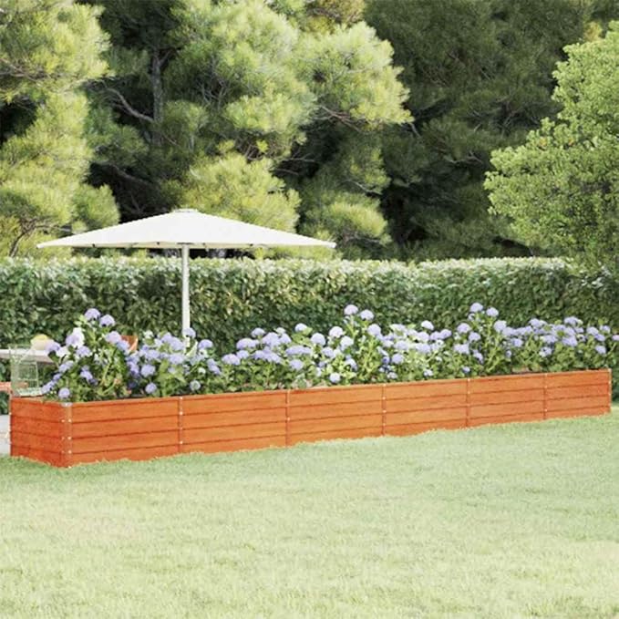 SKM Garden Raised Bed Rusty Corten Steel Large ToughBrown (Weight 55.12LBS)