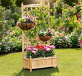Flower Shelf Wooden Raised Garden Bed Outdoor Planter Box