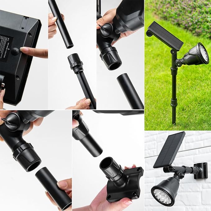 Solar Spot Lights Outdoor 2pack IP65 Waterproof18 LEDs Landscape Lighting with Warm White + RGB Color Changing for Garden Yard Backyard Driveway Pathway