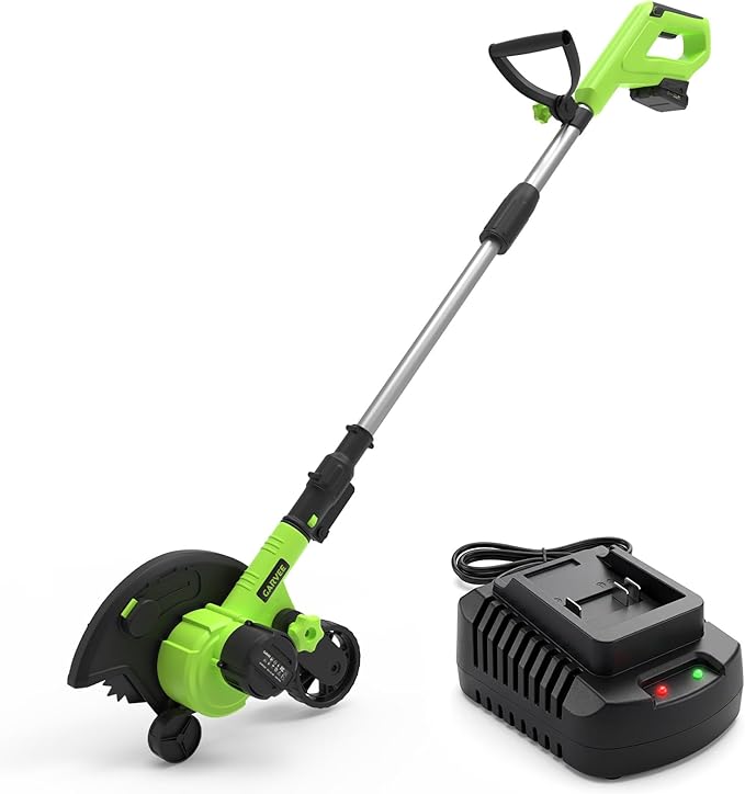 20V Cordless Lawn Edger 9-Inch Blade 4.0Ah Battery Powered Edger Lawn Tool with Dual Wheels 3 Depth Settings LawnTrencher for Yard Garden Patio Driveway Lawn and Sidewalk