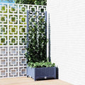 Blue-Grey Garden Planter w/Trellis 15.7x15.7x47.8 in Large Polypropylene Raised Planter for Patio Balcony &amp Terrace