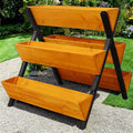 Raised Garden Bed 3 Tier Planter Boxes Outdoor with Non-Woven Bottom Fir Wood Raised Flower Bed Raised Beds for Gardening Vegetables Fruits Flowers 34.6x29.5x32.6 (Brown)