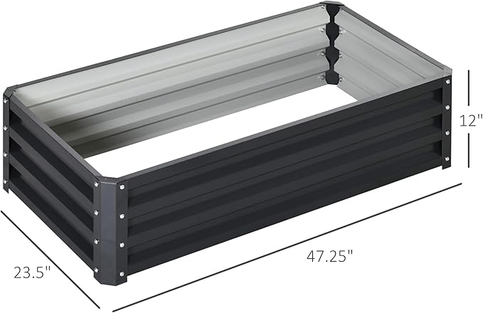 Raised Garden Bed 4' x 2' x 1' Galvanized Planter Box Raised Bed for Vegetables Flowers Plants and Herbs Gray