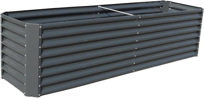findmall 8x2x2Ft Raised Garden Bed Gray Volume 239 Gallons Electro Galvanized Steel Sheet Flower Box for Flowers and Greenery Gardening Planting Vegetable Cultivation