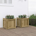 Garden Planter Set of 2 Natural Pine Solid Wood Square Outdoor Planters 15.7x15.7x15.7 in Rustic Raised Garden Bed for Patio Balcony Flowers