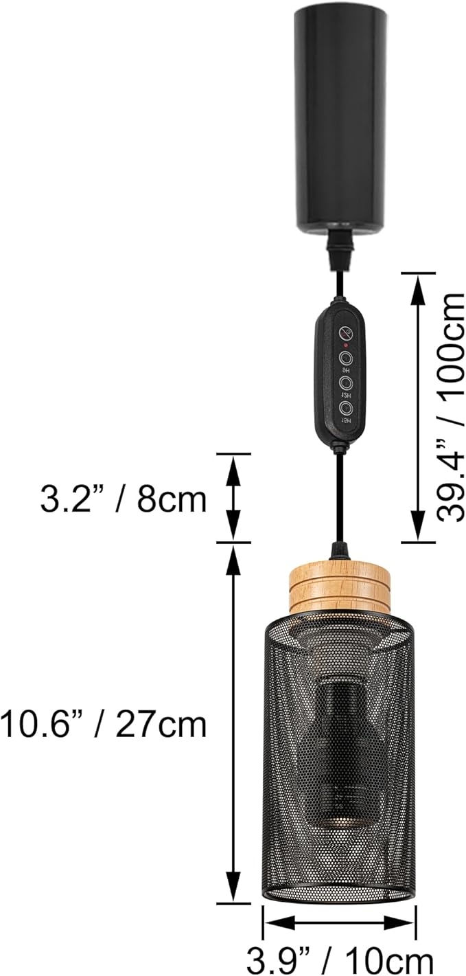 Full Spectrum 10W LED AUTO Plant Growing Lamp H-Type Track Pendants Timer Restaurant Adjustable Height Grid Hollowing Designed Shade Wooden Socket for Halo Track System Basil Green House