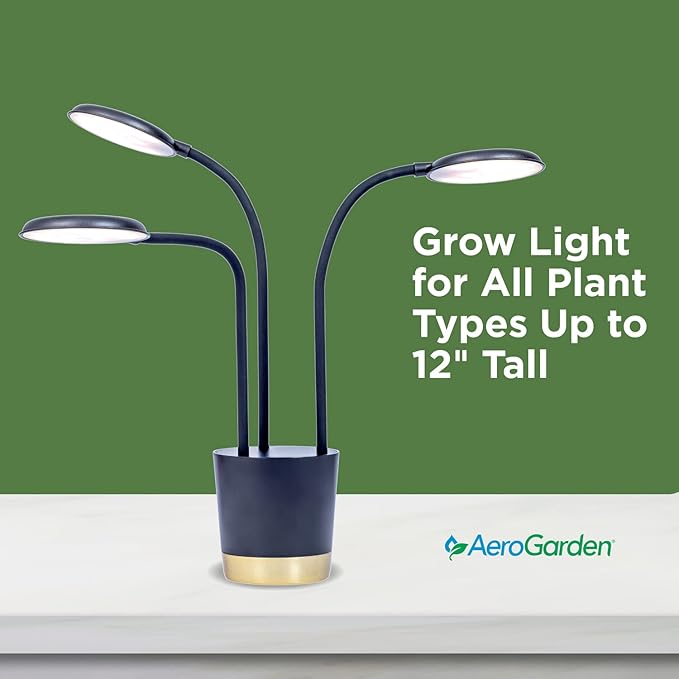 AeroGarden Trio Grow Light for Indoor Plants Grow Live Plants Anywhere in The Home Adjustable Light Modes Black