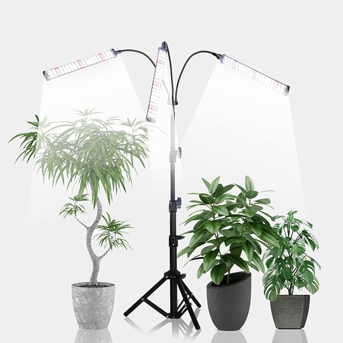 Grow Light with Stand150W 252 LEDs 6000K Full Spectrum White Floor Lamp UV Plant Lights for Indoor Plants5 Dimmable Levels &amp Auto On/Off Timer 4 8 12 Hrs