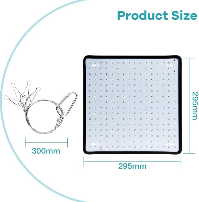 2 Pack 1000W LED Grow Light256Leds Fill Light Ultra-Thin Panel for Indoor Plants Full Spectrum for Under Cabinet Plants Grow Lamp with Dimmable Lights Levels for Plants Growing US Plug with Hook