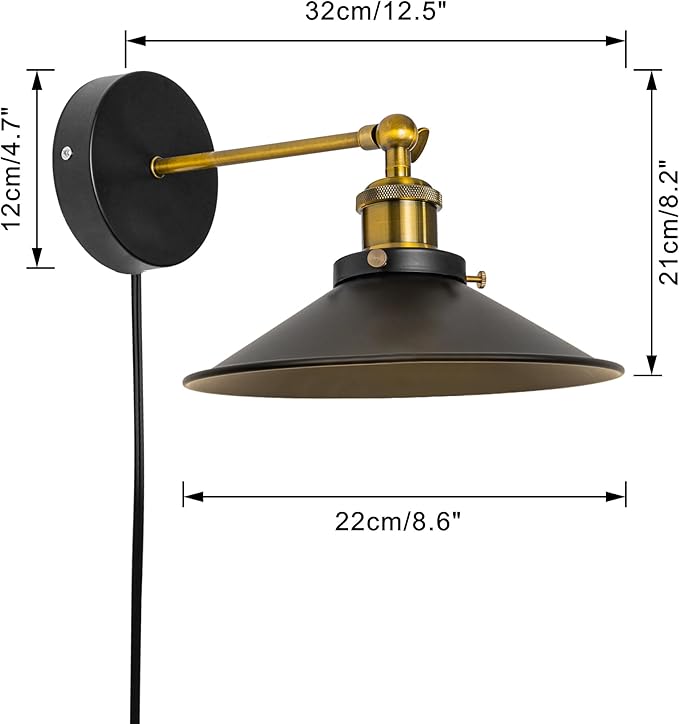 2-Pack Hook Mounted Plant Light Full Spectrum 4500K 10W Adjusted Light Beam Range 15-60° Industrial Style Black Wall Lamp for Flowers Growing Indoor Plants (DZ22x6)