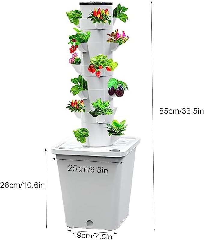 Hydroponics Tower GardenHydroponic Growing SystemGarden Tower Hydroponics Growing System 30-Plant Sites Vertical Garden Planter for Fruits Vegetables and HerbsWhite