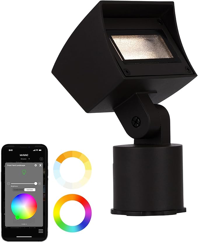 WAC Lighting LED Colorscaping Smart App Controllable Landscape Lighting with RGBWW Color Changing and Tunable White Wall Wash 16W Light in Black
