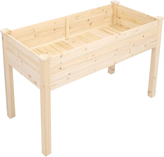 Vasitelan 47x22x30in Raised Garden Bed Elevated Wood Planter Box Stand for Backyard Patio Balcony