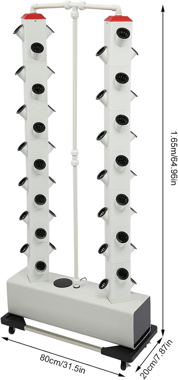 Hydroponics Growing System56 Plants Indoor Vertical PlanterSmart Garden Planter Towerwith Movable Large Water Tankfor Garden