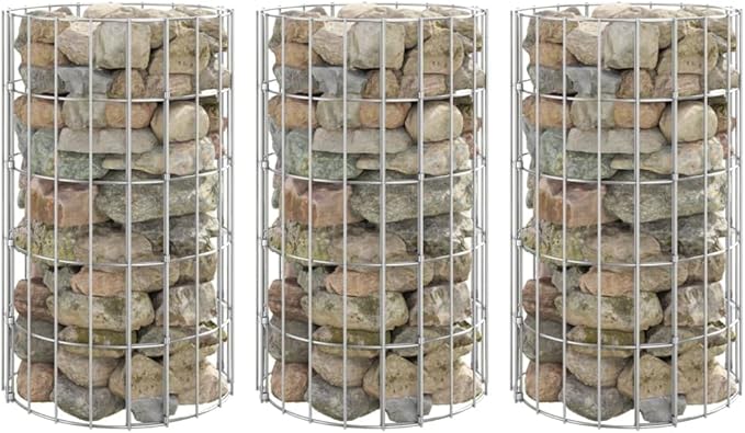 Circular Gabion Raised Beds 3 pcs Galvanized Steel ?11.8x19.75.35 KG152019