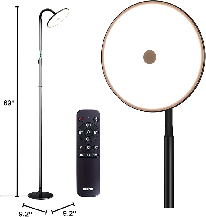 chiphy Grow Lamp 40W Full Spectrum Grow Lights for Indoor Plants 4H/8H/12H Timer 2300K-6500K 10 Dimmable Levels 76''Height Adjustable Remote Control Ideal for Large Tall Plants