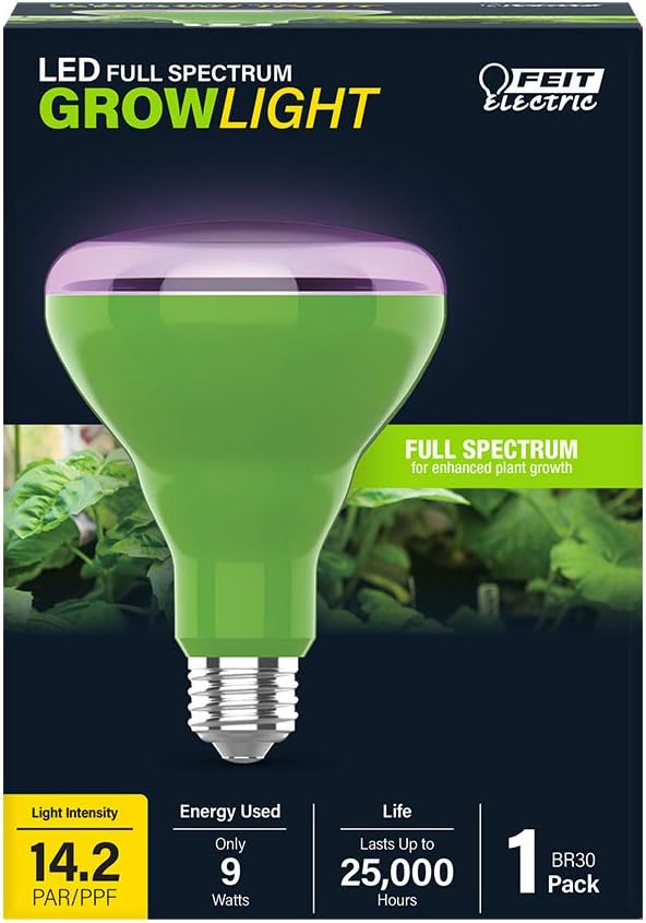 Feit Electric - BR30/GROW/LEDG2/BX Full Spectrum LED 65W Equivalent BR30 Non-Dimmable Hydro Grow Light Bulb (Pack of 2)