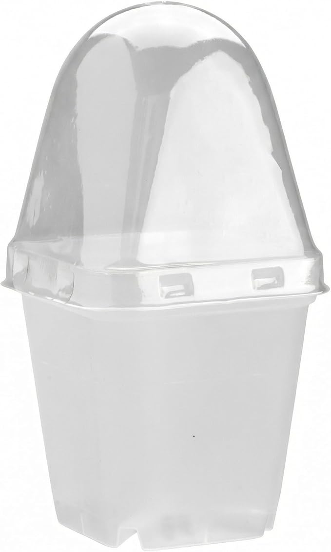 2.7 Inch Square Nursery Pots with Humidity Dome 60 Packs Clear Seedling Pots with Drainage Holes Reusable Propagation Pots Small Plant Container for Indoor Outdoor Gardening