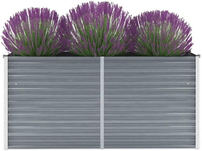 Galvanized Steel Garden Raised Bed Kit Outdoor Planter Raised Garden Boxes Metal Raised Garden Beds for Vegetables Herbs Flowers 63x15.7x31.3 Gray-1152