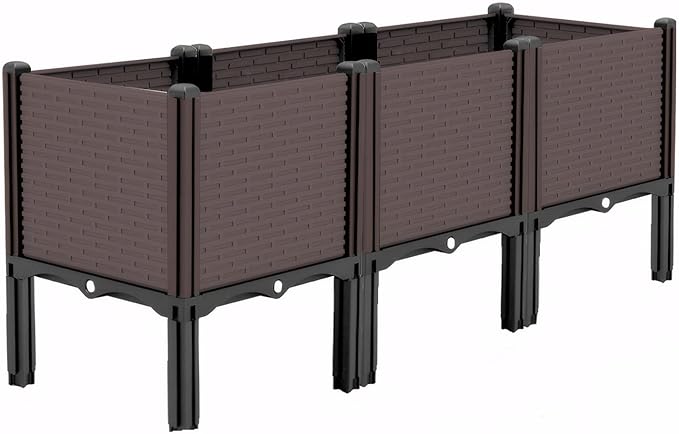 47.2 W x15.7 D x19.6 H Raised Garden Beds Outdoor 440lb Capacity Polypropylene Planter Boxes Outdoor for Vegetables Flowers Herbs Garden Box with Drain Outlet Heat and Frost Resistance