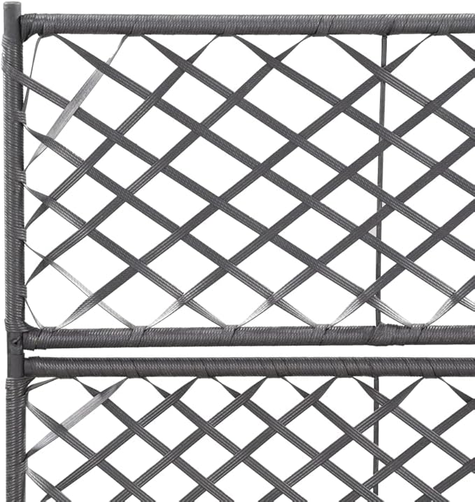 Trellis Raised Bed Poly Rattan with 2 Pots Black Planter Box with Trellis Free Standing Garden Raised Bed for Flower Climbing and Hanging Plants 22.8x11.8x42.1