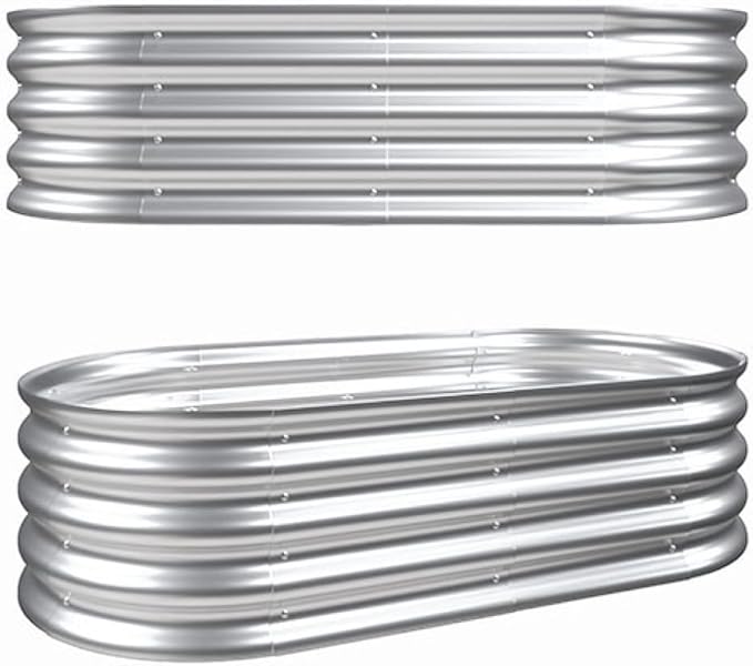 Beaunicorn 2Pcs 4x2x1ft Galvanized Raised Garden Bed Heavy Duty Planter Raised Beds for Outdoor for VegetablesFlowers &ampHerbs Rust-Resistant Metal Garden Bed Easy Assembly
