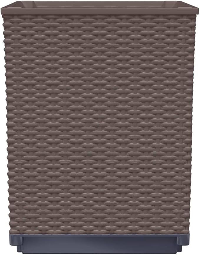 2-Pack Brown Polypropylene Raised Planter Box 11.8x11.8x14.6 Durable Lightweight Elevated Container for Garden Patio Balcony Outdoor Vegetables Flowers