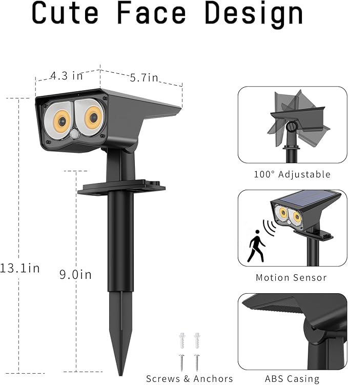 Solar Spot Lights Outdoor Motion Sensor IP65 Waterproof Bright 2-in-1 Solar Wall Lights Auto On/Off LED Solar Landscape Spotlights for Garden Yard Pathway Driveway Walkway