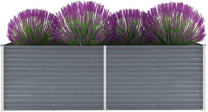 Garden Raised BedFlowerpotsPlantersRaised Garden PlanterRaised Planter Boxfor Indoor Outdoor VegetablesFruitsPotatoFlowersGalvanized Steel 94.5x31.5x31.3 Gray