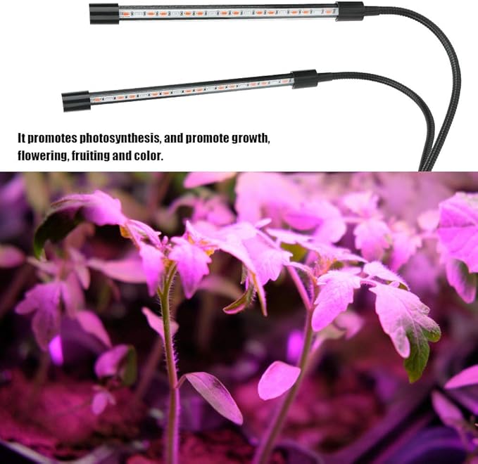 USB LED Illumination for Indoor Plants | 360° Adjustable Clip Lamp with Timer | Hydroponics/Gardening/Home Use | 18W Red &amp Blue Wavelengths Aluminum Alloy