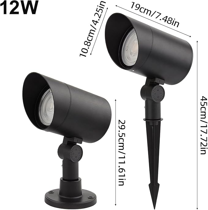 Led Landscape Outdoor Spot Light with Anti-Glare Cap - Heavy Duty Waterproof IP67 24V Accent Light Adjustable Mount RGB Thickened Aluminum Spotlight for BLDG Yard Garden Tree