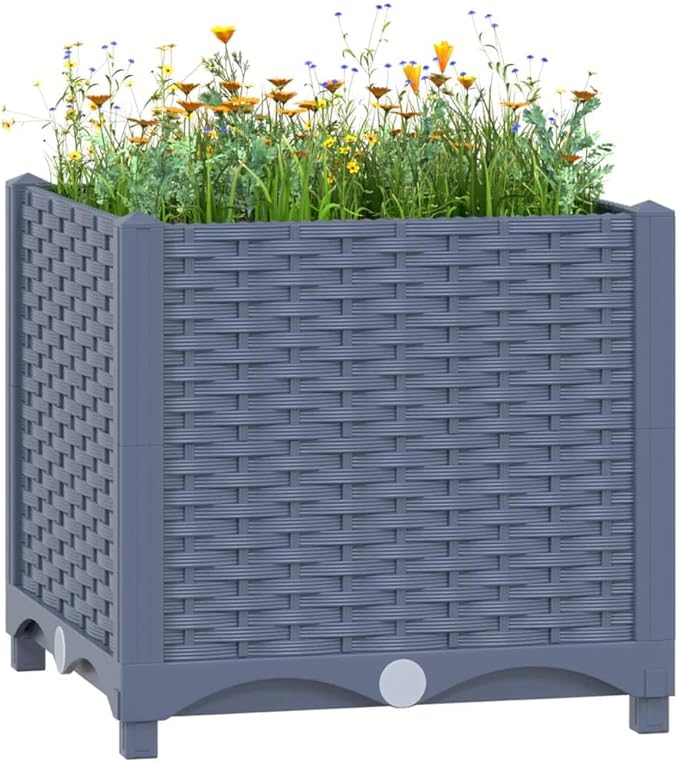 Raised Bed Garden beds Outdoor Raised Flower Bed Standing Planter Gardening Box Suitable for Orchard Courtyard Arboretum Nursery 15.7x15.7x15 Polypropylene