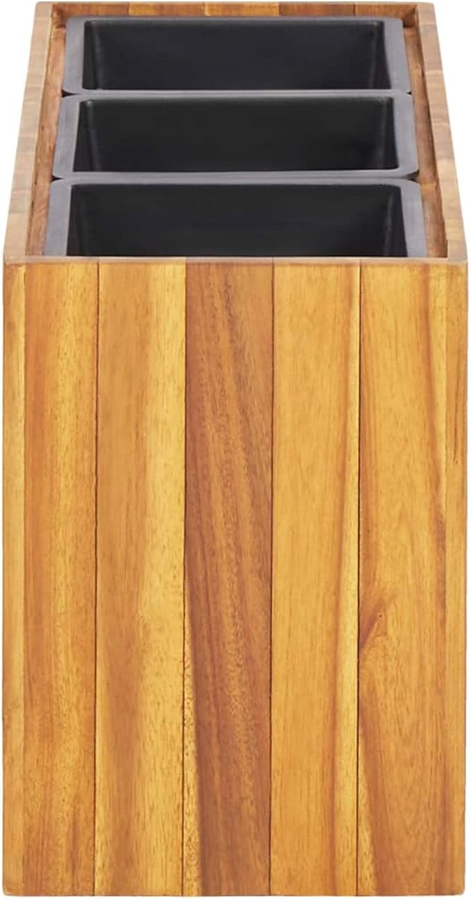 Garden Raised Bed with 3 Pots Solid Acacia Wood Raised Garden Bed Planter Box Raised Garden Beds Outdoor Planter Raised Beds