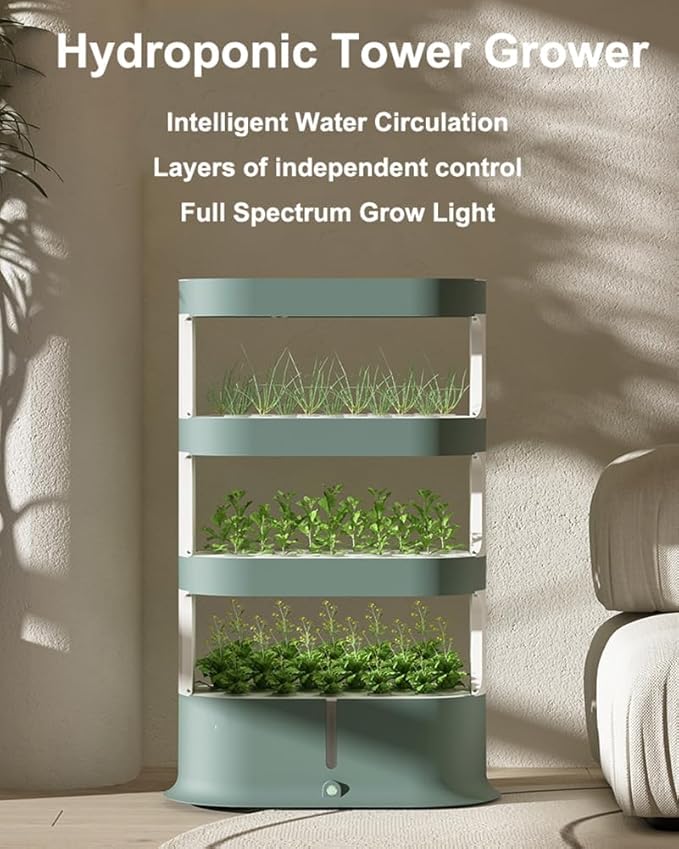 COYEUX Indoor Hydroponics System Automated LED Grow Lights Hydroponic Growing System with Remote Control for Herbs Fruits Vegetables White