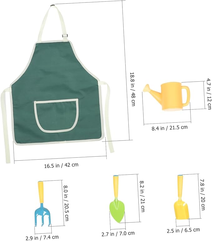Mipcase Boys and Girls Gardening Tools Set Mini Rake Shovel Watering Can and Apron for Boys and Girls Outdoor Planting Supplies for Toddlers Gardening Fun