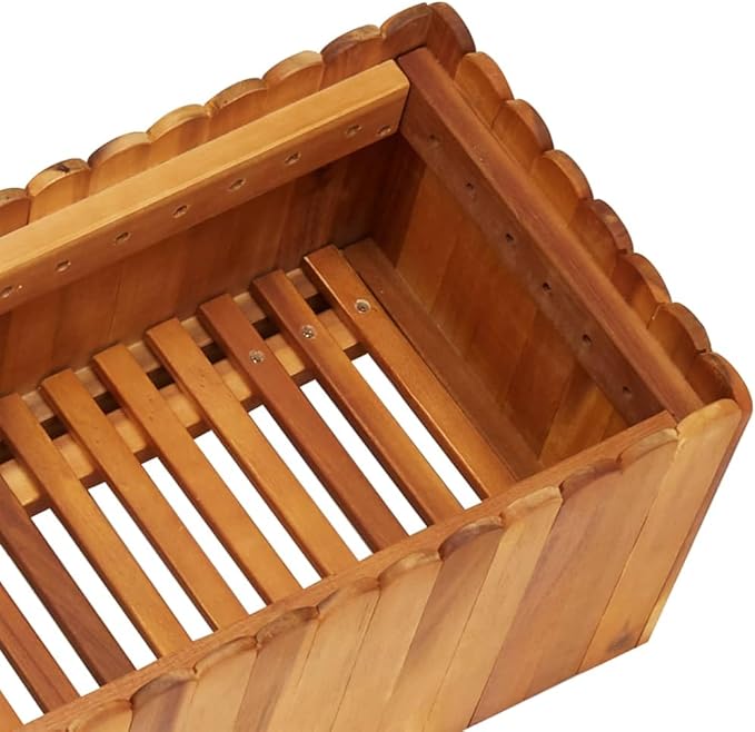 Raised Garden Bed Solid Acacia Wood Planter for Outdoor Plants 59.1x59.1x9.8 Inch Rectangular Natural Brown Finish UV Resistant Easy Assembly for Herbs &amp Flowers