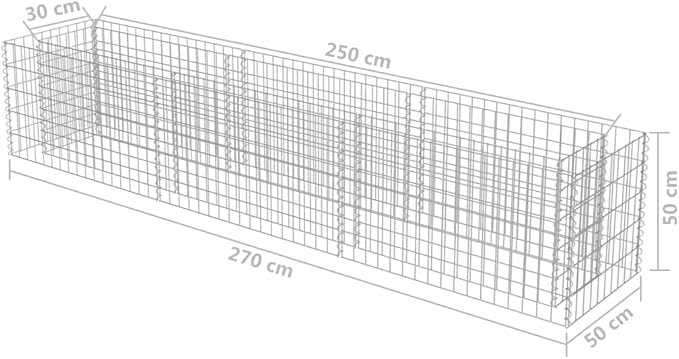 Gabion Planter Raised Bed Outdoor Garden Galvanized Steel Wire Mesh Grid Stone Wall Flower Raised Bed for Vegetables Flowers Plants 106.3 x 19.7 x19.7