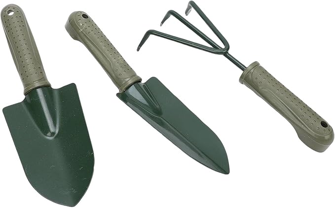 MAVIS LAVEN Garden Tool Set Ergonomic Handle Wide Narrow Shovel and 3 Prong Rake with Storage Bag for Efficient Planting and Digging