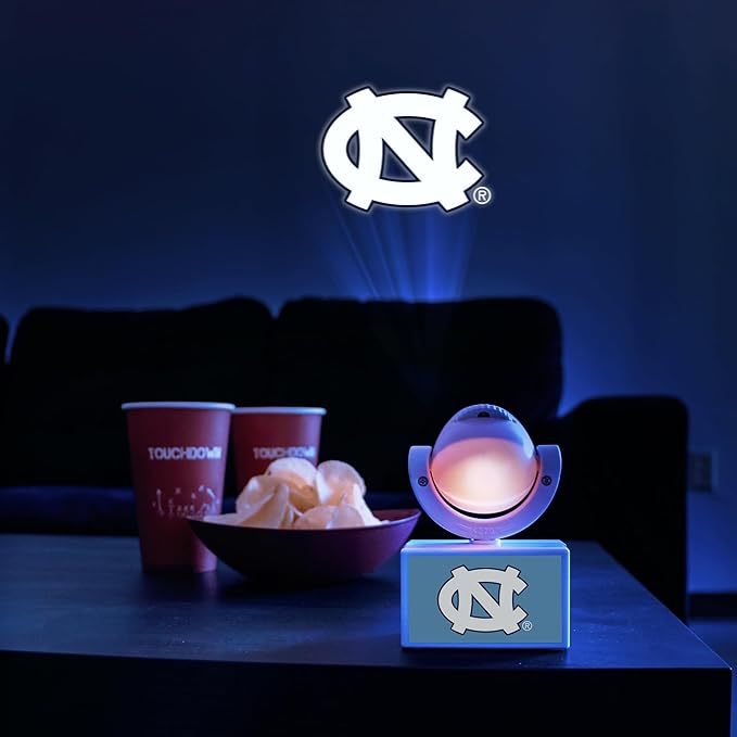 Sporticulture NCAA American Football UNC - Adjustable Led Mini Spotlight Projector with 6 Team Logo Designs - Portable &amp Rechargeable Spotlight - Battery-Operated - 4.375” x 3.125”